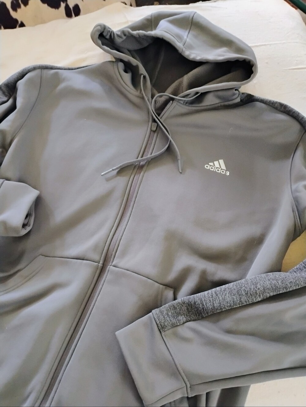 adidas Gray Full-Zip Hoodie Jacket